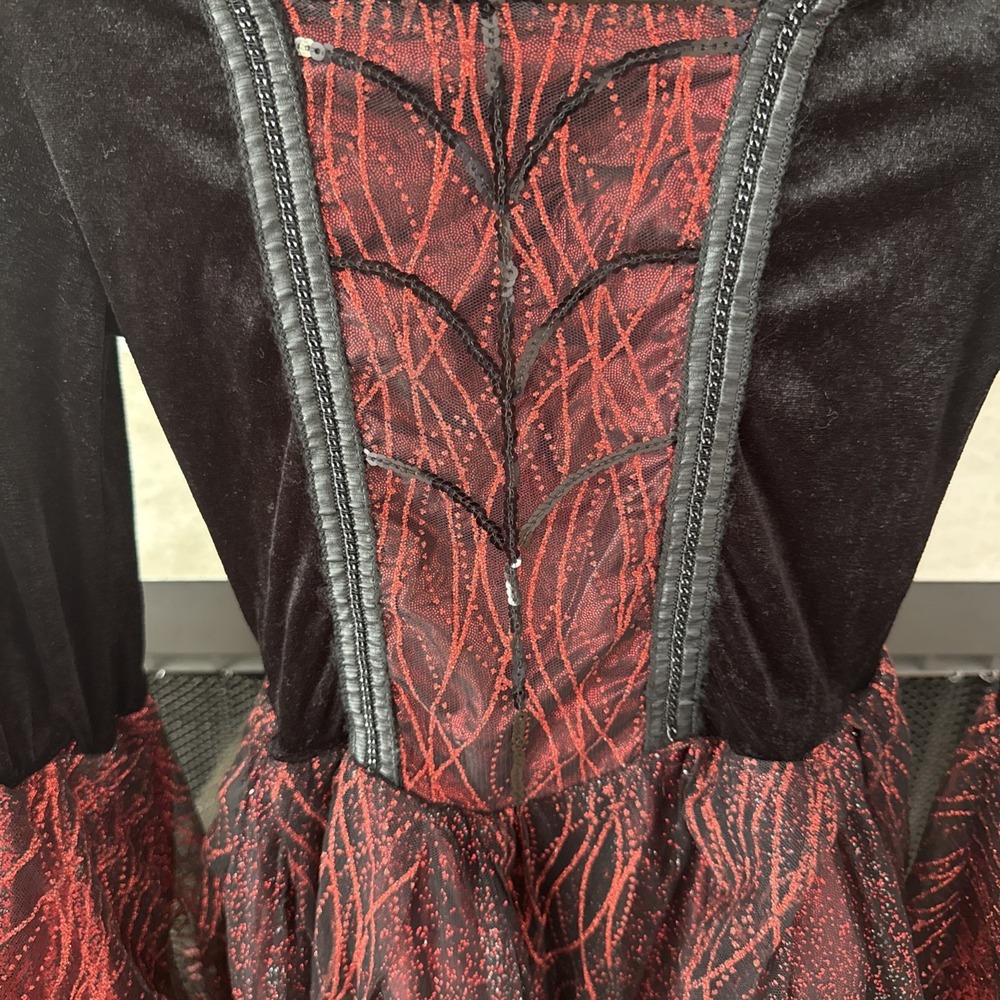 Spirit Halloween Girls Vampire Enchantress Witch Witchy Red Black Dress Size L - Picture 2 of 7